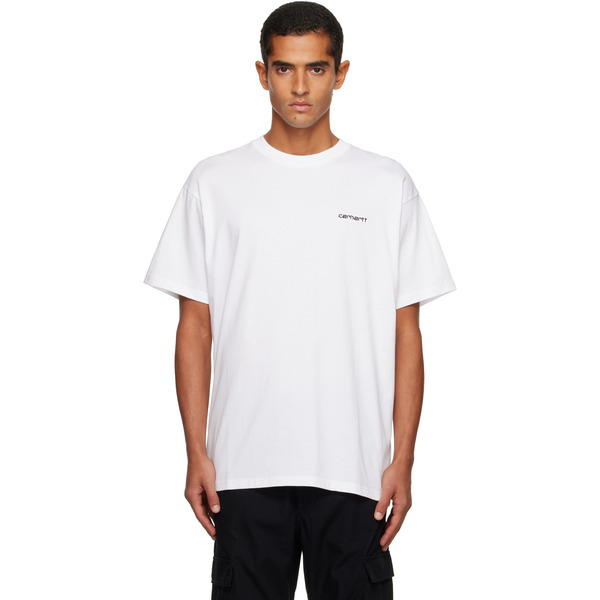  Carhartt Work In Progress White Script Embroidery T-shirt 