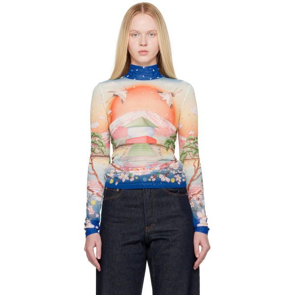  Casablanca Multicolor Printed Mesh Top 