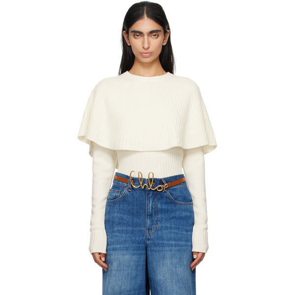  Chloé Off-white Cape Sweater 