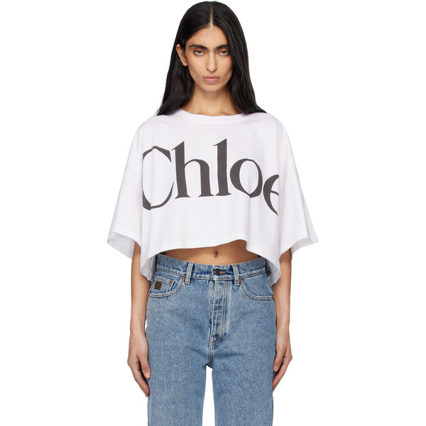  Chloé White Logo T-shirt 