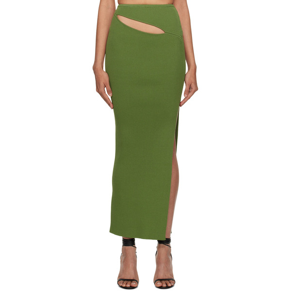  Christopher Esber Green Hip Slashed Maxi Skirt 