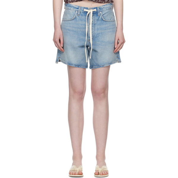  Citizens Of Humanity Blue Brynn Drawstring Denim Shorts 