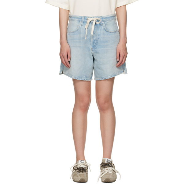  Citizens Of Humanity Blue Brynn Drawstring Denim Shorts 