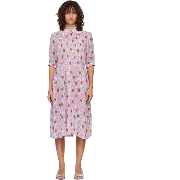  Comme Des Garçons Girl Pink Polyester Georgette Brett Westfall Pattern Dress 