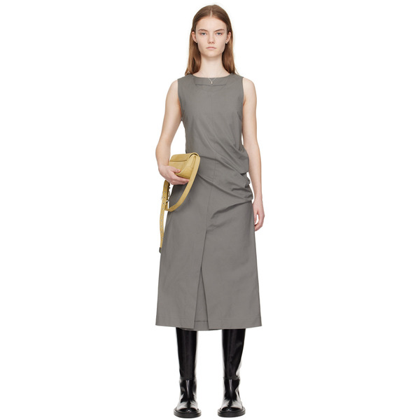  Commission Gray Double Crewneck Midi Dress 