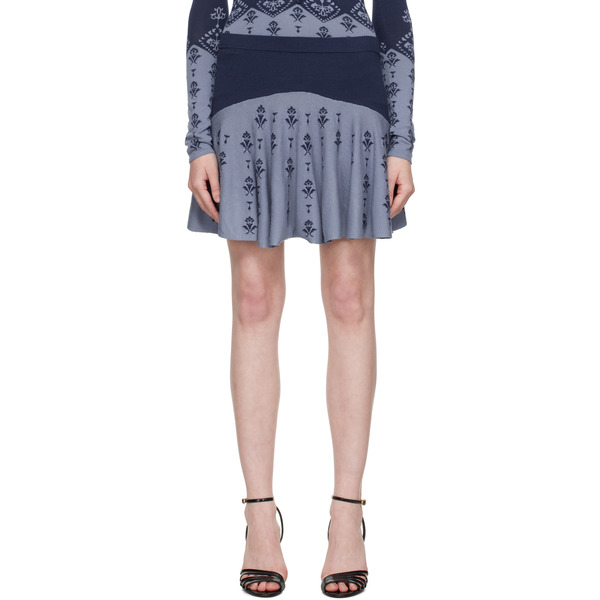  Conner Ives Blue Flared Miniskirt 