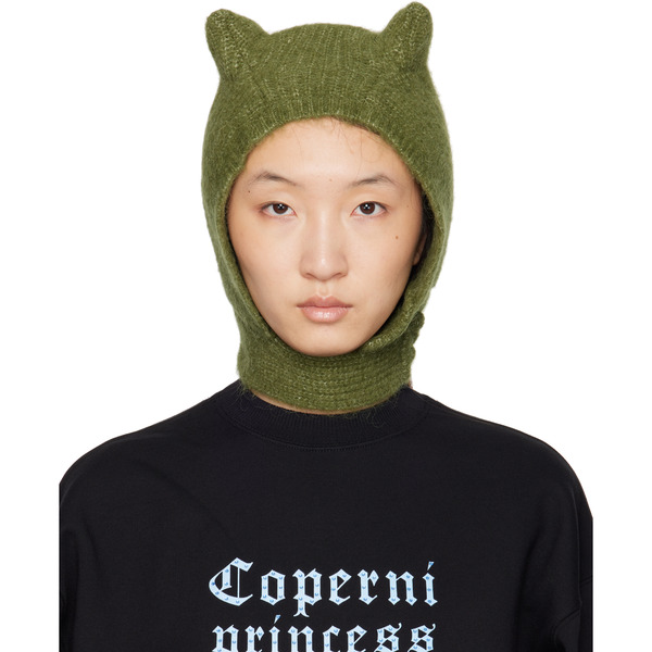  Coperni Green Knitted Horn Beanie 