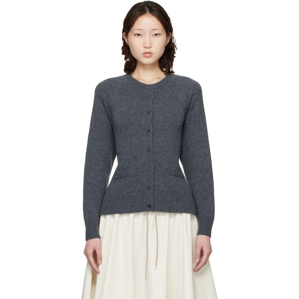  Cordera Gray Merino Wool Open-back Cardigan 