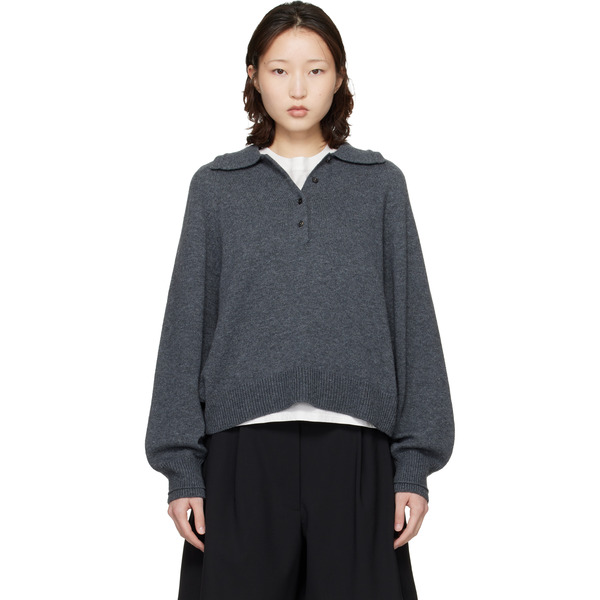  Cordera Gray Merino Wool Polo 
