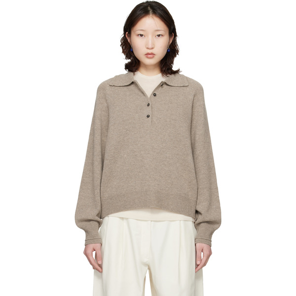  Cordera Taupe Merino Wool Polo 