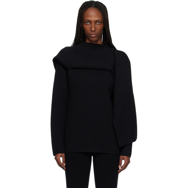  Courrèges Black Scarf Oversized Wool Sweater 