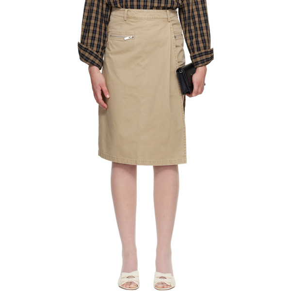  Cplus Series Khaki Two-piece Asymmetrical Cargo Midi Skirt 
