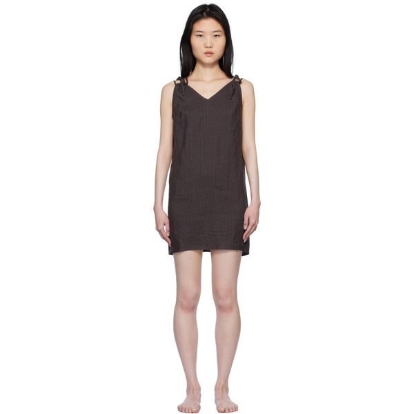  Deiji Studios Brown & Blue Looped Minidress 