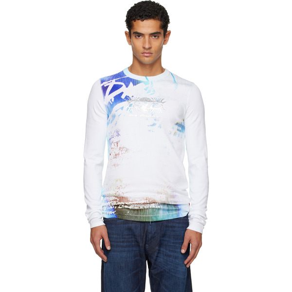  Diesel White T-ribber-ls-t3 T-shirt 