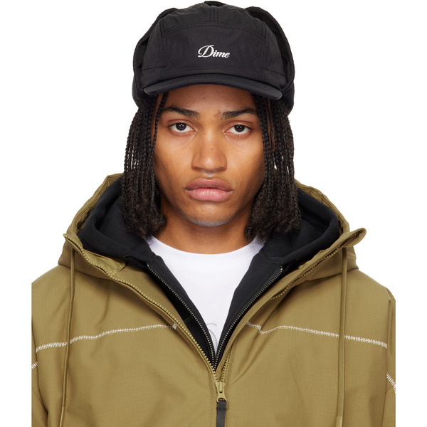  Dime Black Cursive Earflap Cap 