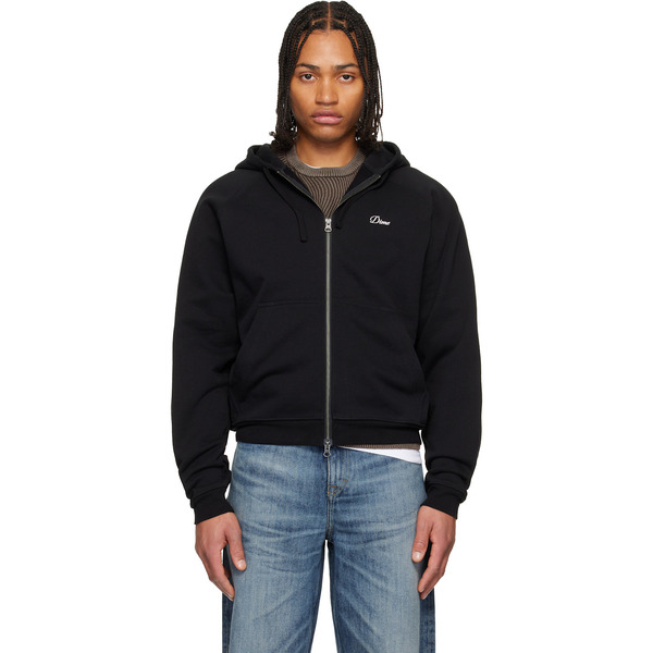  Dime Black Cursive Small Logo Zip Hoodie 