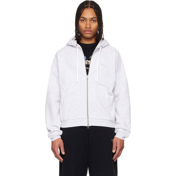  Dime Gray Cursive Small Logo Zip Hoodie 