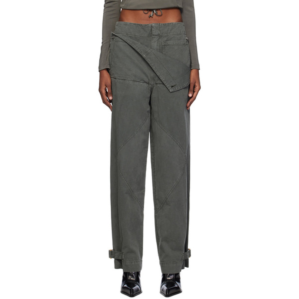  Dion Lee Gray Belted Shell Trousers 