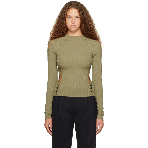  Dion Lee Green Snake Diamond Sweater 