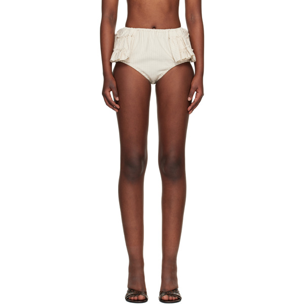  Dries Van Noten Beige Ruffled Briefs 