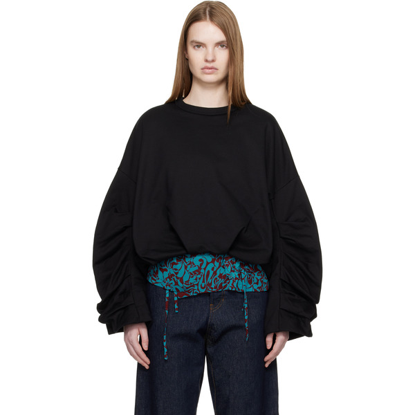  Dries Van Noten Black Draped Sweatshirt 