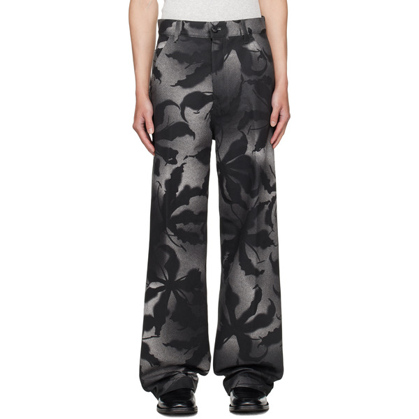  Dries Van Noten Black Patterned Trousers 