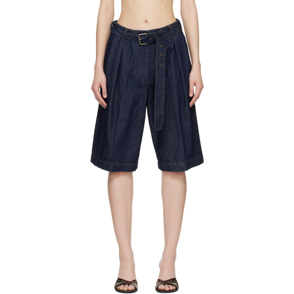  Dries Van Noten Blue Belted Denim Shorts 