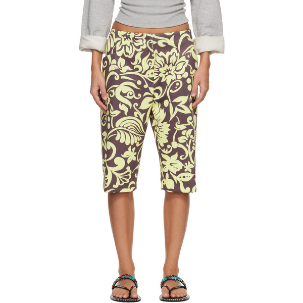  Dries Van Noten Brown & Yellow Patterned Shorts 