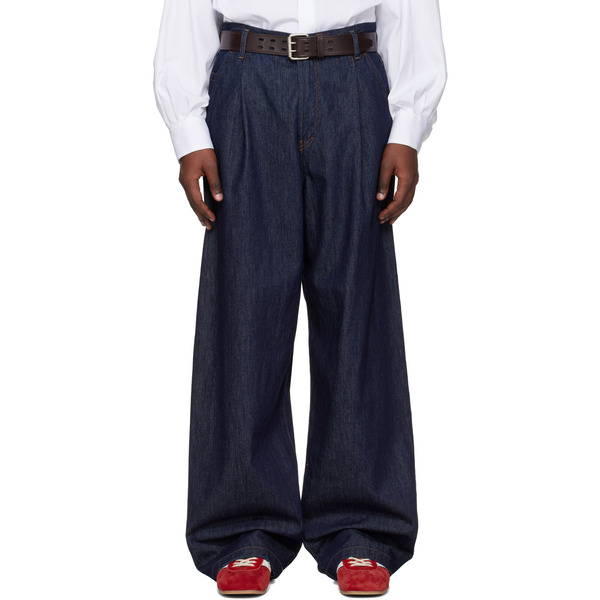  Dries Van Noten Navy Pleated Jeans 