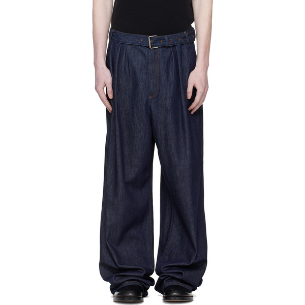  Dries Van Noten Navy Pleated Jeans 