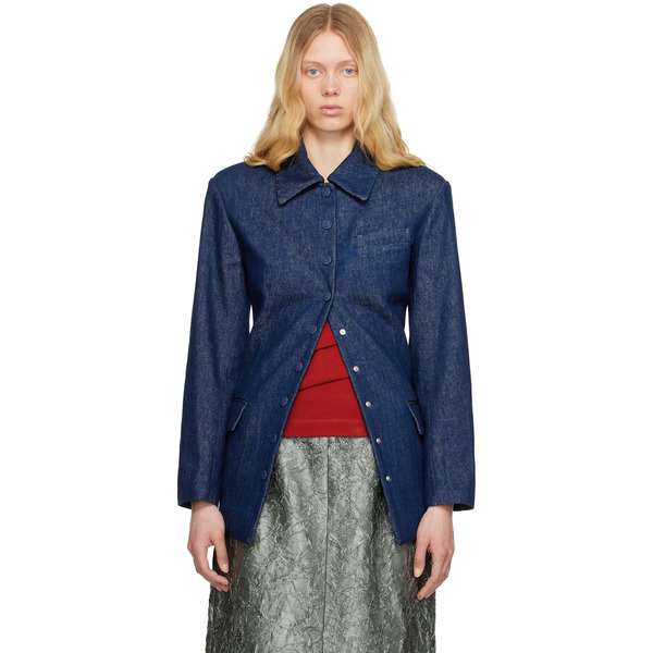  Dries Van Noten Navy Press-stud Denim Jacket 