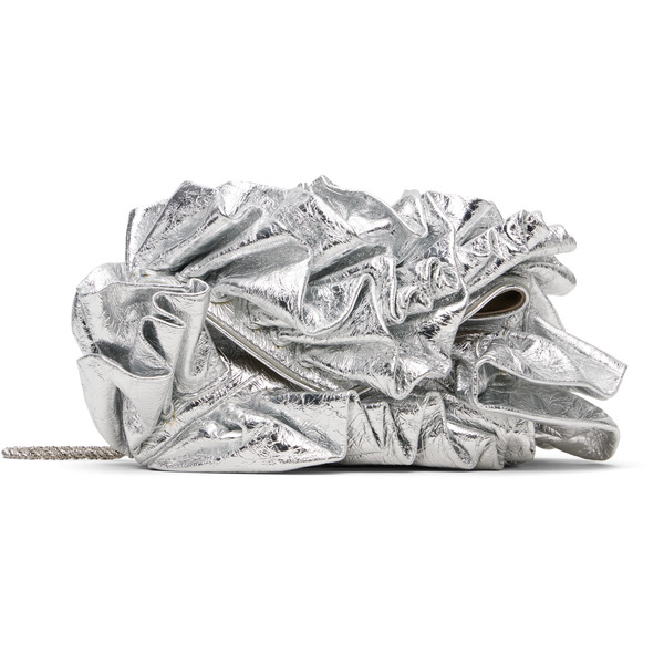  Dries Van Noten Silver Small Ruffled Clutch 