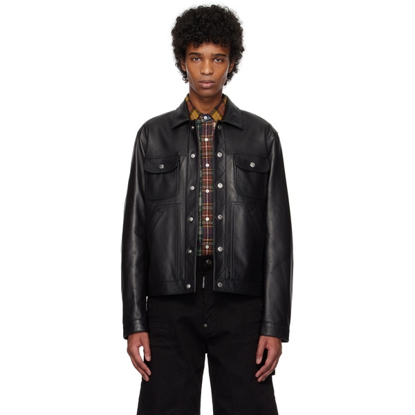  Dsquared2 Black Boxy Jean Leather Jacket 