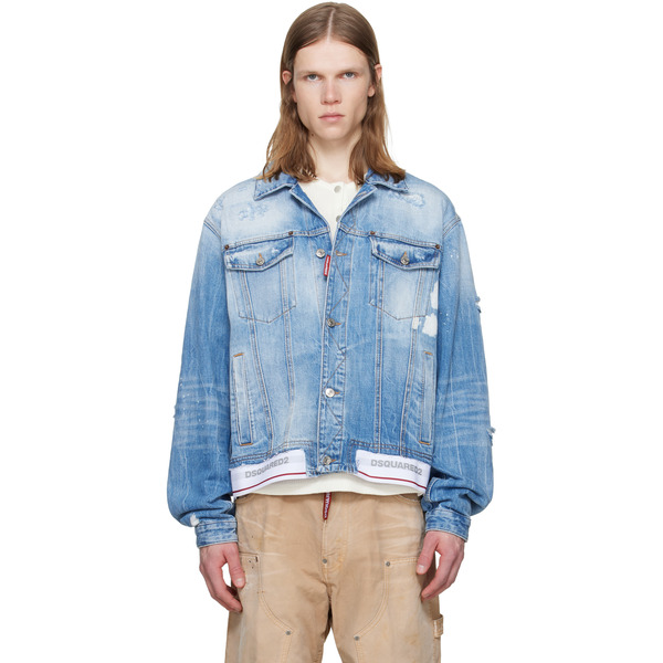  Dsquared2 Blue Light Cool Kids Wash Over Denim Jacket 
