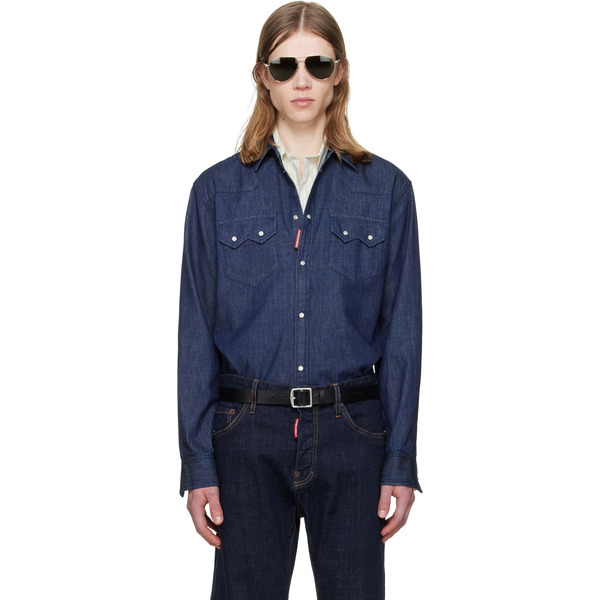  Dsquared2 Blue Twin Peaks Denim Shirt 