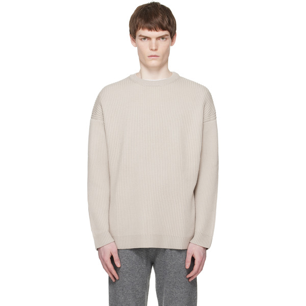  Entire Studios Beige Oversized Knit Crewneck Sweater 