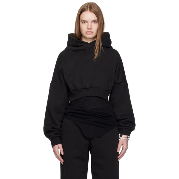  Entire Studios Black Cropped Heavy Hoodie 
