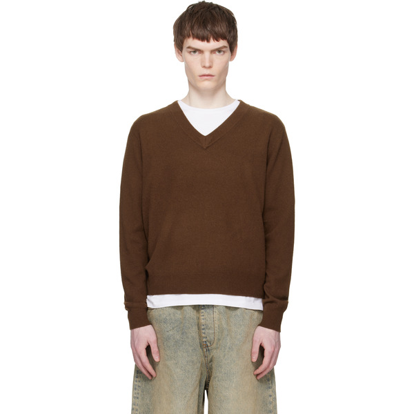  Entire Studios Brown Knit V Neck Sweater 