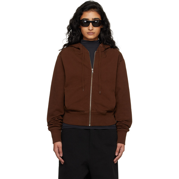  Entire Studios Brown Slim Zip Up Hoodie 