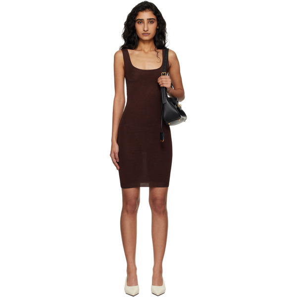  Entire Studios Brown Square Neck Minidress 