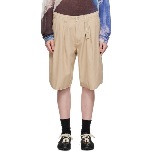  Erl Beige Distressed Chino Shorts 