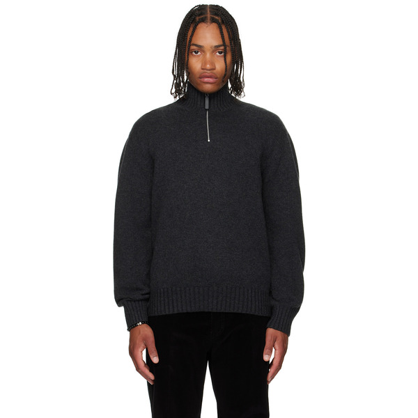  Ferragamo Gray High Neck Cashmere Turtleneck 