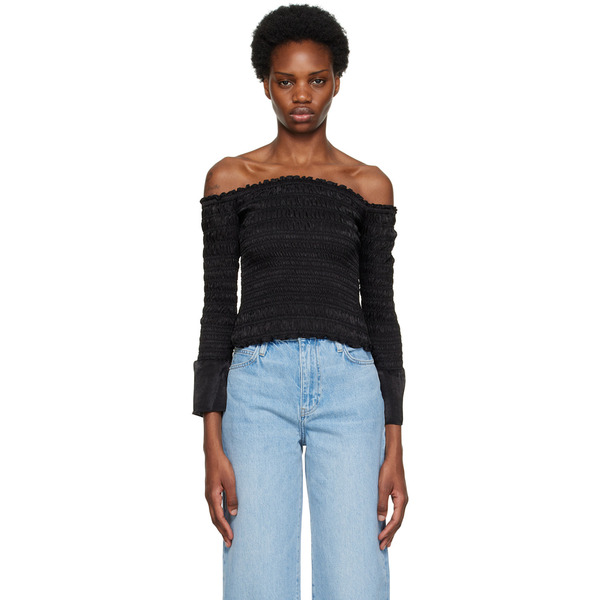  Frame Black Off-the-shoulder Blouse 