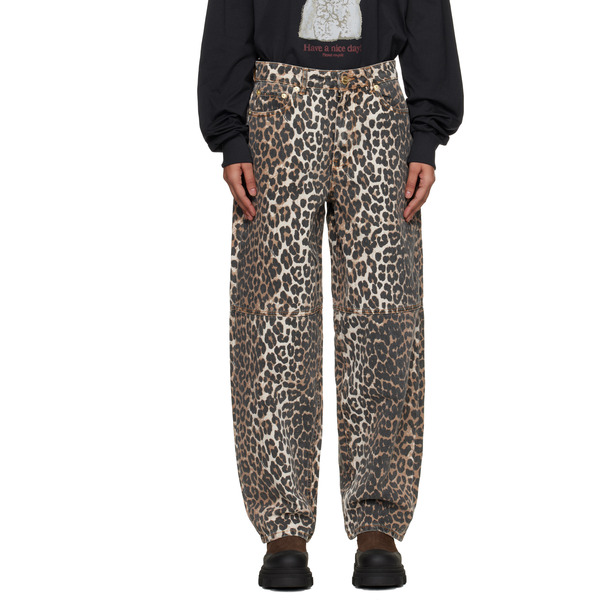  Ganni Beige Leopard Printed Stary Jeans 