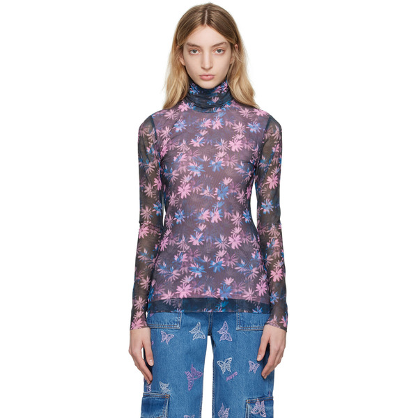  Ganni Black Printed Turtleneck 