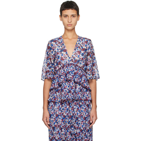  Ganni Multicolor Pleated Blouse 