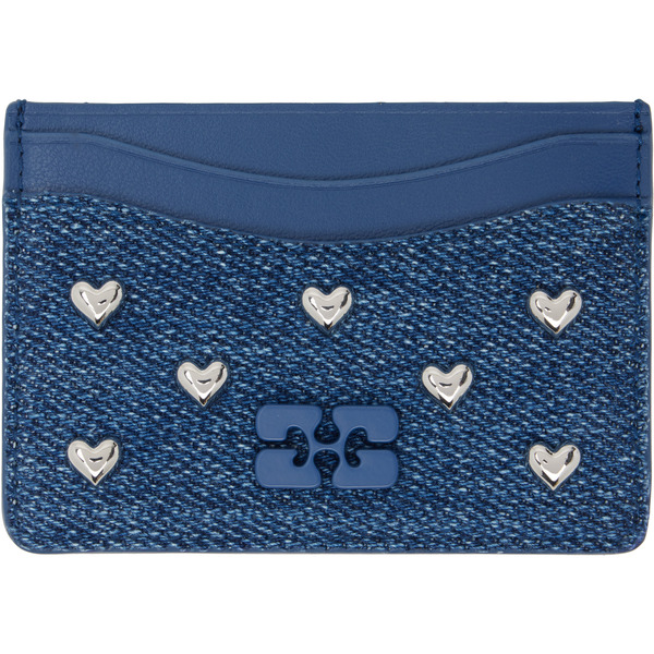  Ganni Navy Bou Denim Card Holder 