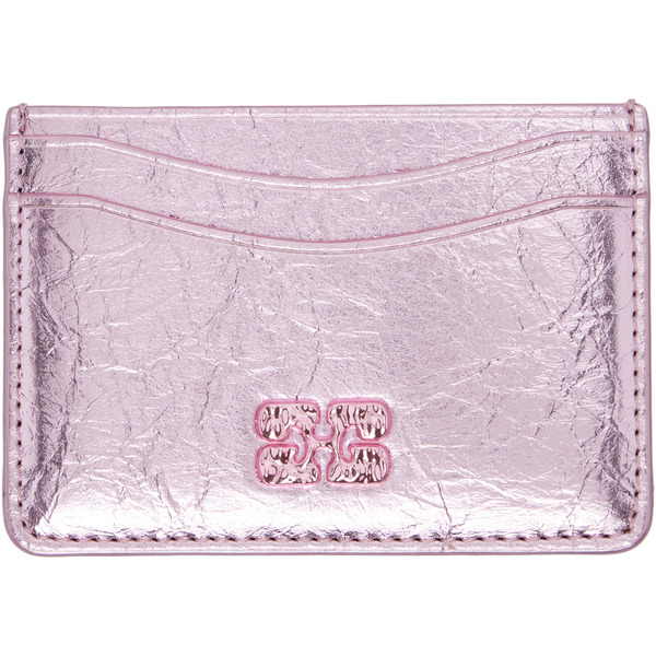  Ganni Pink Bou Metallic Card Holder 