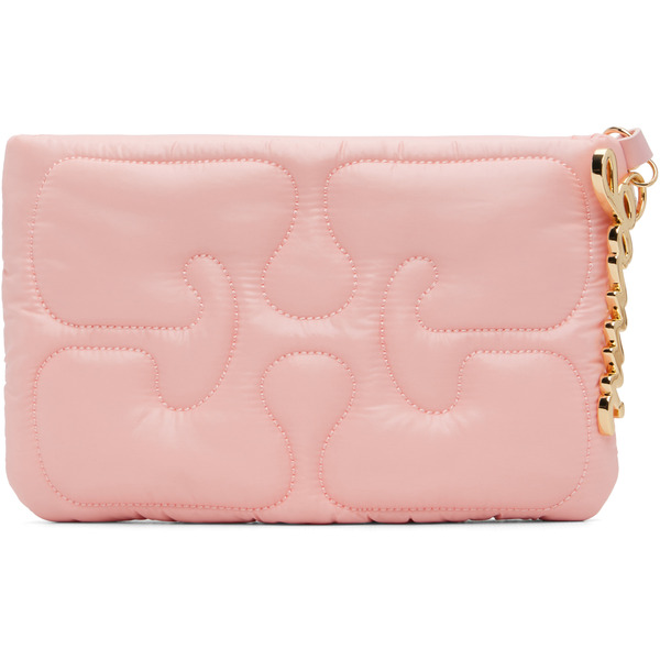  Ganni Pink Quilted Re-tech Pouch 