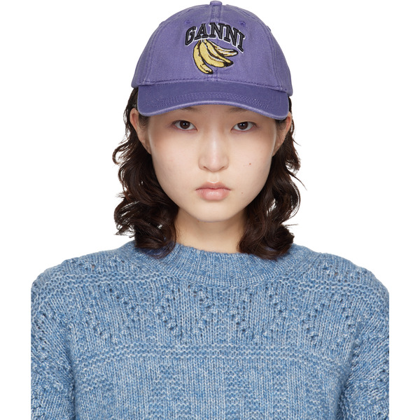 Ganni Purple Washed Canvas Cap 